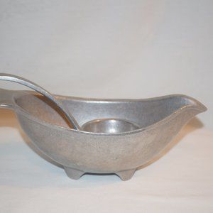 Vintage Wilton Pewter Footed  Gravy Sauce Boat and Ladle Tavern USA